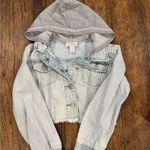 Cat & Jack Light Blue Denim Jacket with Gray Hood